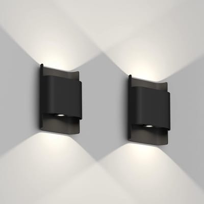 2x Moderne Up Down LED Buiten Wandlamp Zwart 12W - IP65 Waterdicht - Natuurlijk Wit 4000K