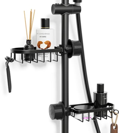 Nolad® - Doucherek hangend - 2 Stuks - Doucherek zonder boren - Keukenrek - Gootsteen organizer - Badkamer accessoires - Zwart