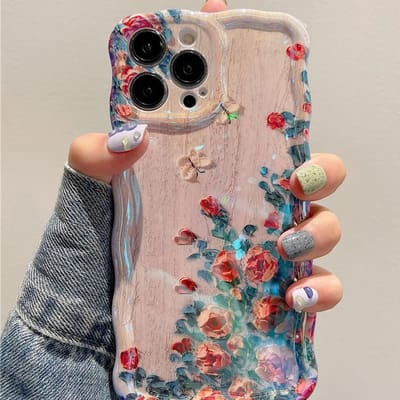 Retro Olieverf Telefoonhoesje Voor iPhone 14 ProMax 15 13 12 16 Pro Luxe Bloemenprint Schokbestendige Siliconen Hoes Artistieke Decoratie For iPhone 13