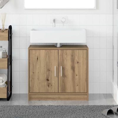 vidaXL - Badkamerkast - Artisan - Eiken - 63 - x - 29 - x - 55 - cm - Bewerkt - hout