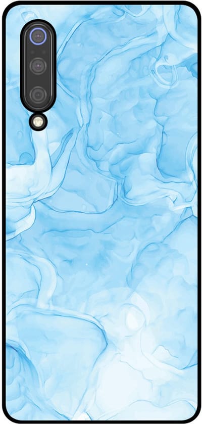 Smartphonica Telefoonhoesje Geschikt voor Xiaomi Mi 9 met marmer opdruk - TPU backcover case marble design - Lichtblauw geschikt voor Xiaomi Mi 9