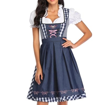 Dailygoods- Dirndl Jurk - Oktoberfest Kostuum - Jurk met Schort - Multifunctioneel - Maten S-2XL - Hoogwaardige Polyester
