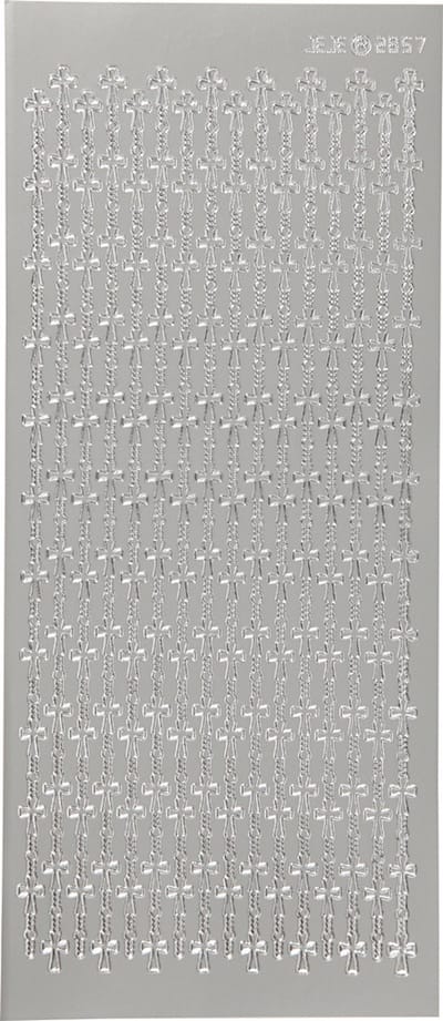 Stickers, kruis, vel 10x23 cm, zilver, 1 vel