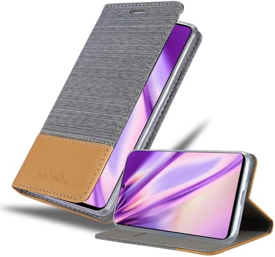 Cadorabo Hoesje geschikt voor Samsung Galaxy M51 in LICHTGRIJS BRUIN - Beschermhoes met magnetische sluiting, standfunctie en kaartvakje Book Case Cover Etui