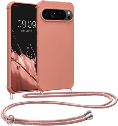 kwmobile telefoonhoesjegeschikt voor Google Pixel 9 / Pixel 9 Pro - Hoesje van siliconen met telefoonkoord - In parelmoer