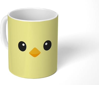 Mok - Koffiemok - Kuiken - Vrolijk - Geel - Minimalistisch - Mokken - 350 ML - Beker - Koffiemokken - Theemok