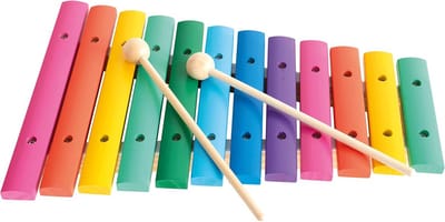 Houten xylofoon - Muziekinstrument kinderen - Muziek ontdekken - 12 regenboogkleuren tonen - 33 x 22 x 4 cm - Veelkleurig