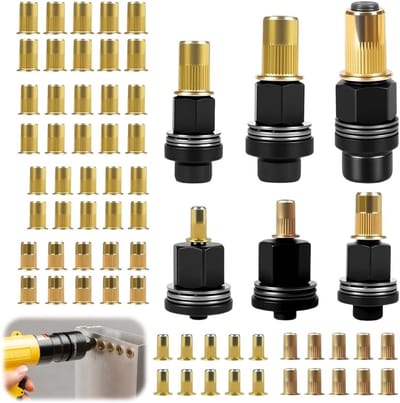 Set van 6 Rivet Nuts voor M3 M4 M5 M6 M8 M10 - Handgereedschap met 70 Stuks Inclusief Rivet Gun en Accessoires voor Precisie Montage