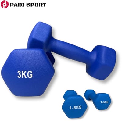 Padisport dumbells Blauw 1.5 en 3 kg - dumbells 3 kg - gewichten set halters - gewichten set - gewichten set dumbbell - dumbells set - dumbells - dumbbells - halters - dumbell - fitness gewichten - Gewichten - dumbellset - gewichtjes set