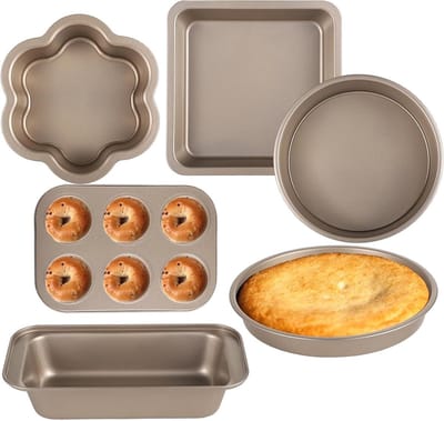 Bakvormen Set - Bakblikken Keuken - Bakken Maken - 6 Delige Set - Verschillende Vormen - Goud