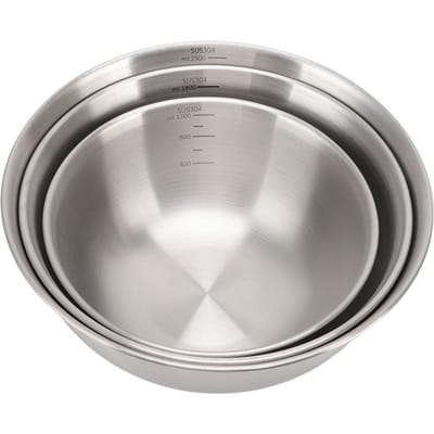 3 stuks Salade Serveerschalen 304 Voedselkwaliteit Roestvrij Staal Stapelbare Mengkommen Met Maatverdeling voor L(for 6.5-9kg) gray