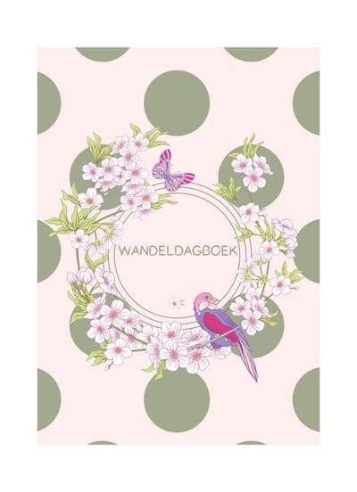 HappyBook - Dagboek - Wandeldagboek - Japanse stijl - Stip - Groen - Roze - Wandelingen - Wandelen - Stappen - Afvallen - Gezondheid - Softcover - Boekenlegger - Healthy Lifestyle - Stappen zetten - Doelen behalen - Boelen bereiken - Motivatie