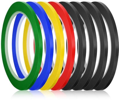 8 rollen whiteboard plakband, kleurrijke plakstrip, zelfklevende tape, whiteboard tape, markeringstape, accessoires, grafische tape, markeertape voor school, kantoor en thuis (3 mm x 66 m)
