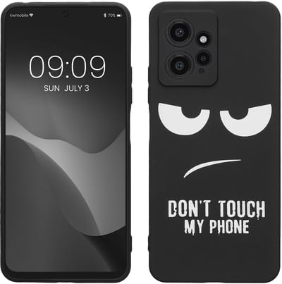 kwmobile telefoonhoesje geschikt voor Xiaomi Redmi Note 12 (4G) - Hoesje voor smartphone in wit / zwart - Backcover van TPU - Don't Touch My Phone design
