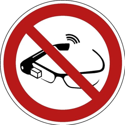 Slimme brillen verboden sticker - ISO 7010 - P044 50 mm - 10 stuks per kaart
