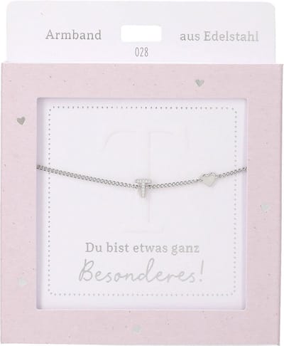 Depesche armband zilver met T-hanger en hartje - vriendschapssieraad.
