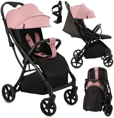 MoMi PAOLA - Compacte Buggy - Automatisch Opvouwbaar - Verstelbare Rugleuning - Roze