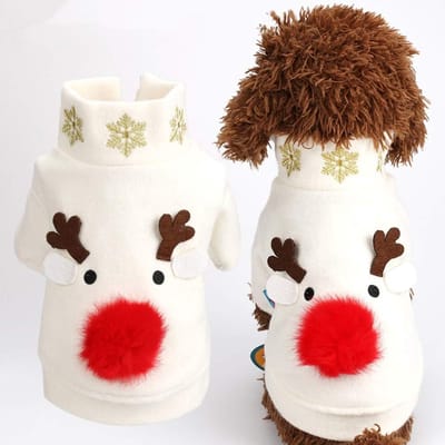 Oneay Kerstkostuum voor honden, huisdieren, winterkleding, warme kleding, jassen, feestkleding voor kleine honden, maat XL
