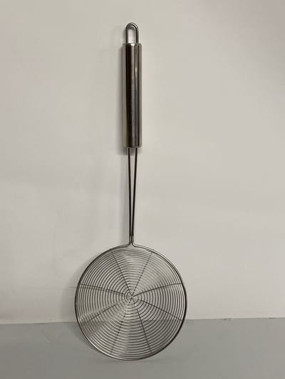 Frituurschep / Schuimspaan metaal RVS 39,5 cm - Ook als Oliebollenschep te gebruiken