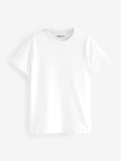 Next - Dames - wit print - Must-have zuiver katoenen T-shirt met ronde hals en korte mouwen - Petite - Wit