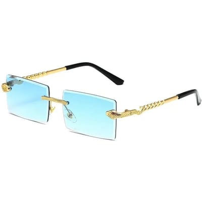 Metalen Vierkante Rand Slang Frame Zonnebril voor heren Mode Randloos Gepersonaliseerde Bril Trendy Retro Oceaan Film Zonnebril as picture