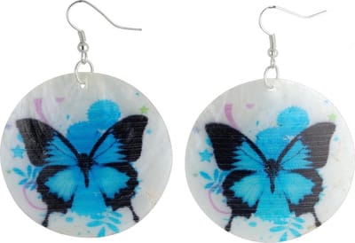 Behave - Oorhangers schelp met vlinderprint - zomeraccessoire