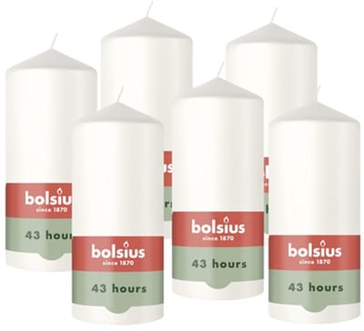 Bolsius - Gladde Stompkaarsen - 6 Stuks - Wit - 13 cm - 43 Branduren