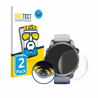 BROTECT - Screenprotector voor Garmin Fenix 7S (42 mm) - Folie Beschermfolie transparant volledig dekking - 2 Stuks