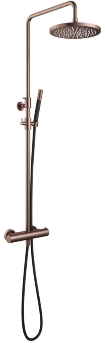 Hotbath Cobber - Stortdoucheset - 300 mm Hoofddouche - 360 mm Hartafstand - Glijstang - Staafmodel Handdouche - Geborsteld Koper PVD - Opbouw - 1/2 Inch Aansluiting - V02