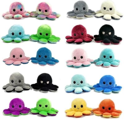 3 stuks Octopus Mood Pluche Knuffel (Willekeurige Kleur) 15 cm {Inktvis Verwisselbaar Emotie knuffel - Fidget Toys Surprise - TikTok Cadeau inkt vis - Simple Dimple - Speelgoed Jongens Meisjes Kinderen}