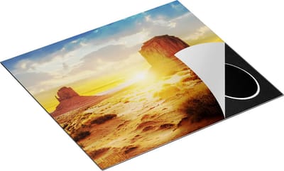 Chefcare Inductie Beschermer Zonsondergang in Woestijn Monument Valley - 60x50 cm - Afdekplaat Inductie - Kookplaat Beschermer - Inductie Mat