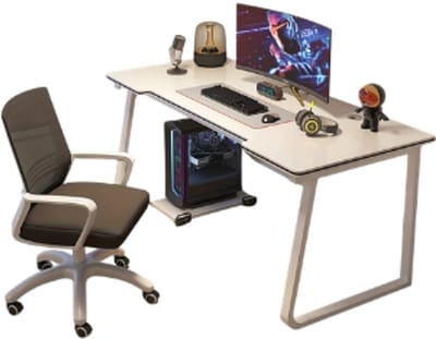 Bureau-Ergonomisch bureau -Voor thuis of op kantoor- Het biedt een ruim oppervlak-ideaal voor het plaatsen van meerdere apparaten-100X50 CM- Wit.
