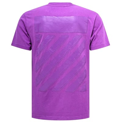 Gebroken wit Diag Tab slim-fit orchideepaars T-shirt