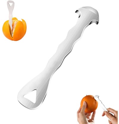 1 stuk - sinaasappelschiller - Roestvrij staal Fruitschiller - Vinger opener - Sinaasappelschiller van roestvrij staal - zilver - Eenvoudige sinaasappelschiller - Fruitschiller - Grapefruit- en citroenschiller