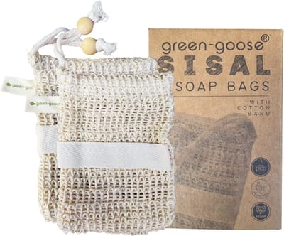 green-goose® Bio Zeepzakjes met Band | 2 Stuks | Sisal Zeepzakjes | Scrubben en Bewaren