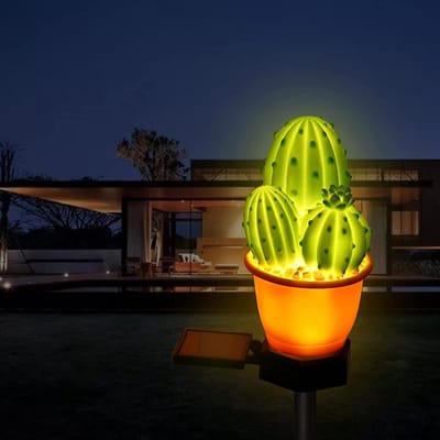 Oneay Solar Tuinstekers met verlichting – Waterdichte cactuslampen voor in de grond – Tuinverlichting voor gazon, paden, terras en buitendecoratie (1 stuk)