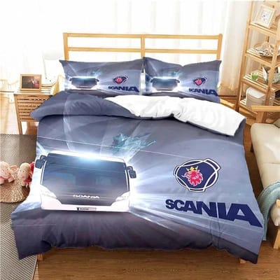Scania Vrachtwagen Logo Beddengoed Set Jongens Meisjes Eenpersoons Tweepersoons Maat Dekbedovertrek Kussensloop Bed Kinderen Volwassenen Mode Huis Textiel 150*200cm 3pcs
