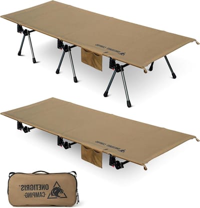 Veldbed Inklapbaar - Campingbed Opvouwbaar - Outdoor Rusten - 2 Hoogte-instellingen - 190 x 70 cm - Coyote Bruin