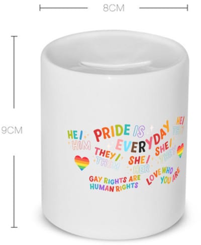 Akyol - lgbtq cadeau - Spaarpot - Lgbt - queer - pride month - lgbtq vlag - gay pride - met tekst - opdruk - leuke pride spullen - verjaardag - cadeau - gift - 350 ML inhoud
