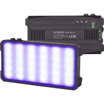 Andoer MFL-02 5W multifunctionele LED-videolamp Draagbare zaklamp Professionele RGB-fotografie