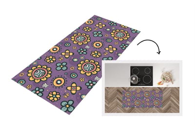 Keukenloper - Loper keuken - Meisjes - Vlinder - Planten - Patronen - 120x50 cm - Keukenloper vinyl