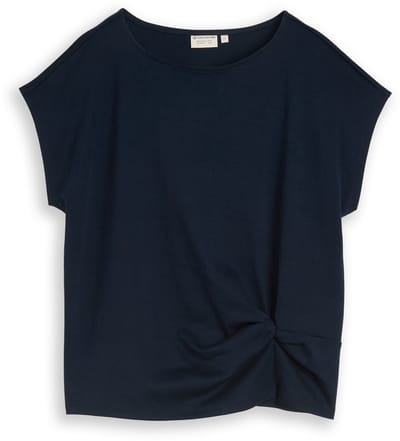 Tom Tailor - T-shirt met knoopdetail - Maat S - sky captain blue