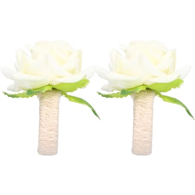 2 PIÈCES Bague de Serviette Fleur Simulation Moderne Porte-Serviette Décorations de Table pour MariageBlanc blanc