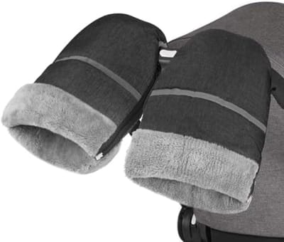 PromoHome Wandelwagen Handmuff - Waterdichte en Winddichte Fleece Handwarmer voor Kinderwagens - Grijs