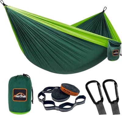 Lichtgewicht Camping Hangmat met Boom Bandjes - Enkele en Dubbele Nylon Reisboom Hangmatten voor Kamperen en Backpacken