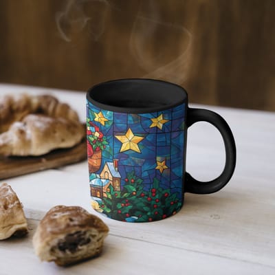 Magische Mok - Foto op Warmte Mokken - Koffiemok - Kerstman - Glas - Kleurrijk - Magic Mok - Beker - 350 ML - Theemok