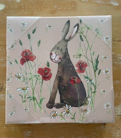 Alex Clark Canvas Hare and Daisies Small ~ Cancas doek Haas en Bloemen