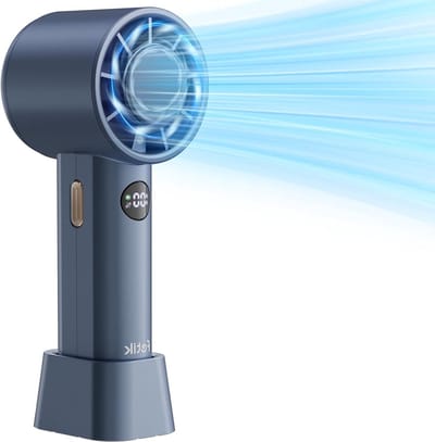 Verstelbare Turbo Mini-Ventilator | Draagbare Handventilator 3600mAh | Oplaadbare Persoonlijke Ventilator Digitaal Display Blauw Turbo fan