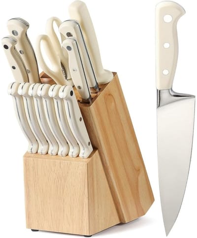 CRLYN® Messenset met Blok - Messensets - Messenblok - Koksmessen - Keukenmessen Set - RVS - Super Scherp - Natuurlijk