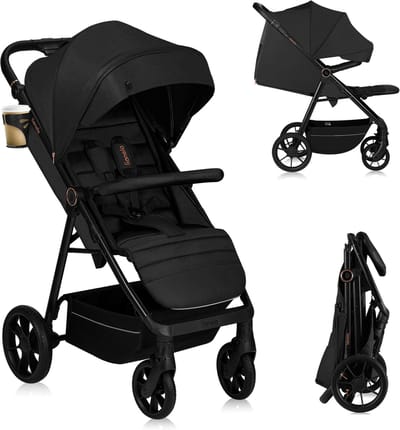 Lionelo Mira Kinderwagen / Buggy - Wandelwagen - Voor Kinderen tot 22 kg - Voorwielen 360° - Verstelbare Rugleuning & Handgreep - Waterdichte XXL Luifel met UPF50+ - 5-Puntsgordel - Grote Off-Road Wielen - Volledige Schokdemping - Compact Opvouwbaar